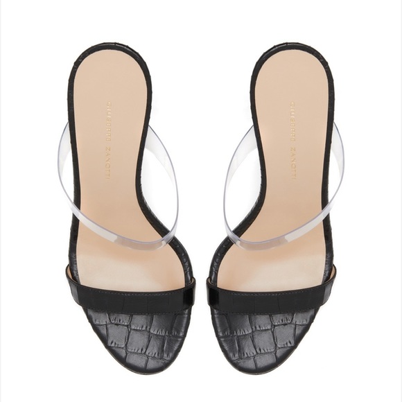 giuseppe zanotti NIB black croc & clear heels